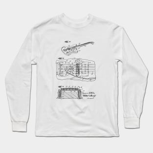 Guitar Vintage Patent Hand Drawing Long Sleeve T-Shirt